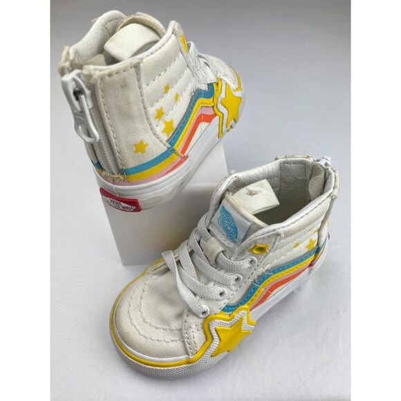 ~ Vans 5 Toddler Sneakers Rainbow Star High Tops Zip Baby Child Kid Shoes Sk8 - Picture 5 of 14